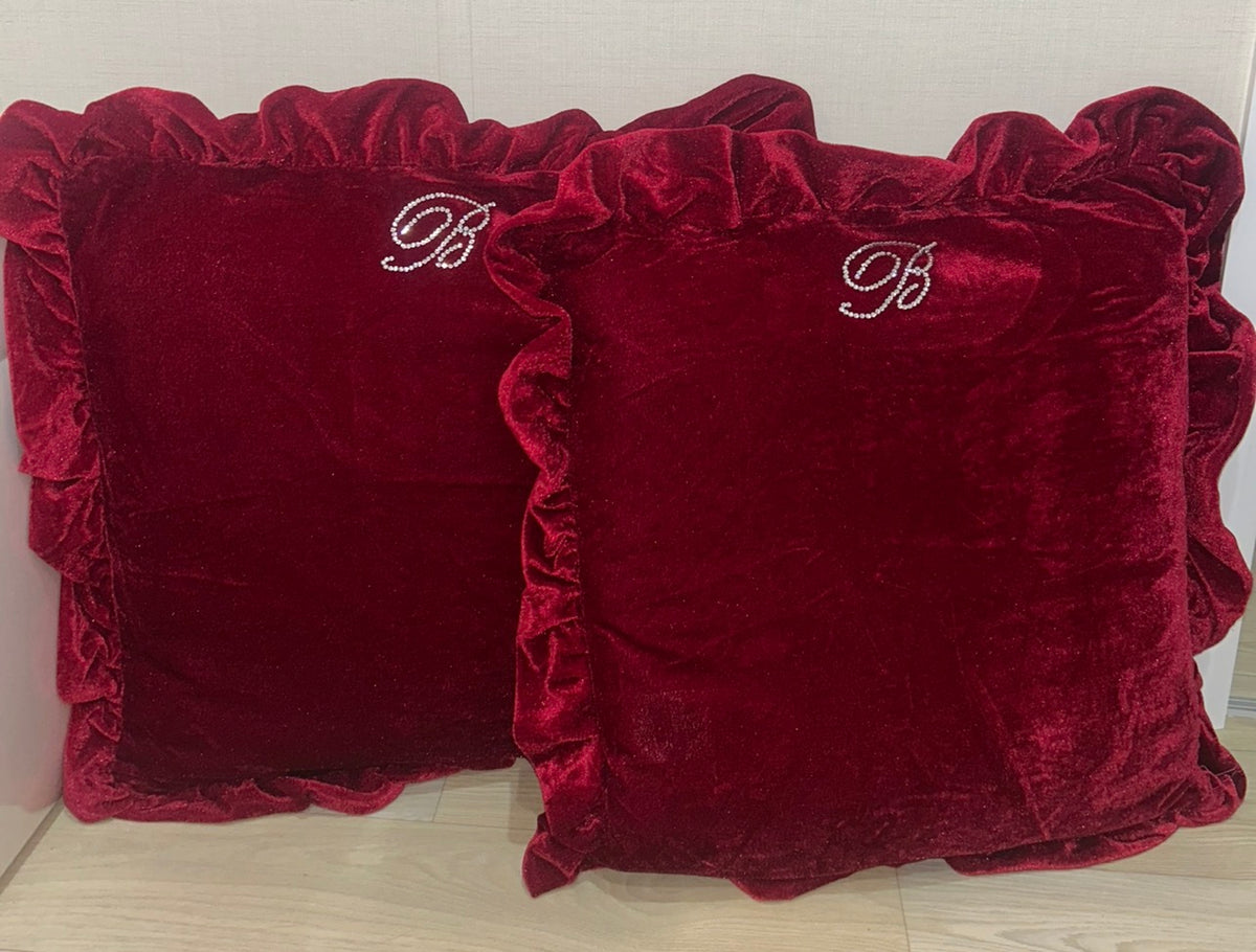 “ PRE ORDER”Blu Red Frill Set Of 2 Cushions